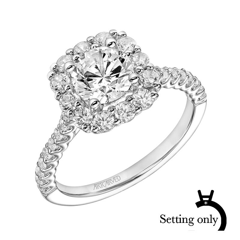 Dolly. ArtCarved® ¾ctw. Diamond Semi-Mount in 14k White Gold image number null