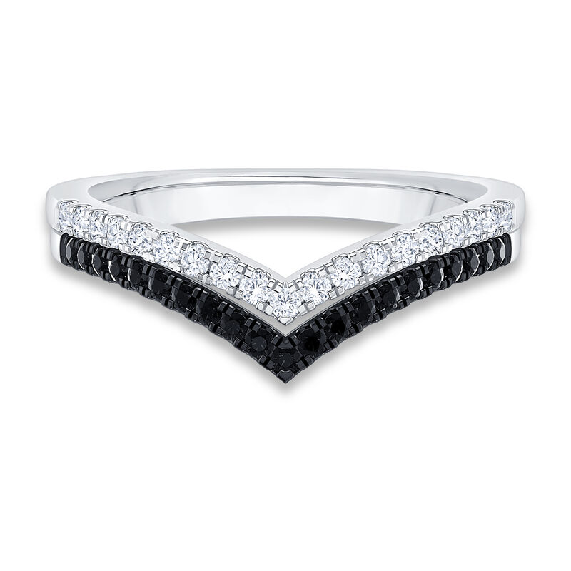 Diamond Contour & 14k White Gold Anniversary Ring image number null