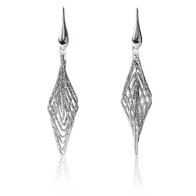 Diamond-Cut Design Dangle Fashion Earrings in Sterling Silver