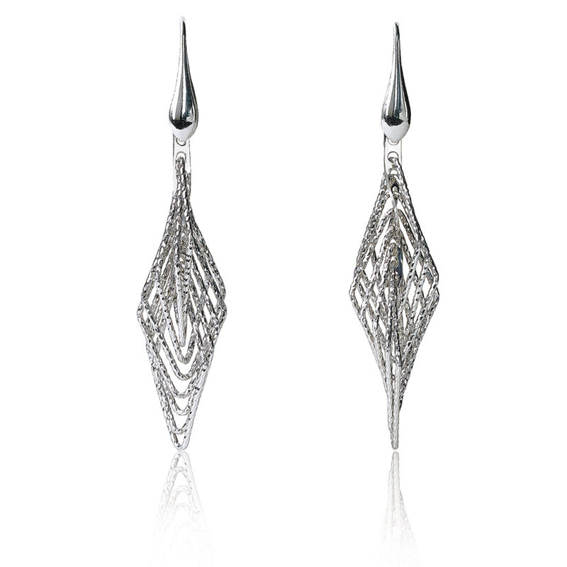 Sterling Silver Diamond Cut Dangle Earrings  image number null