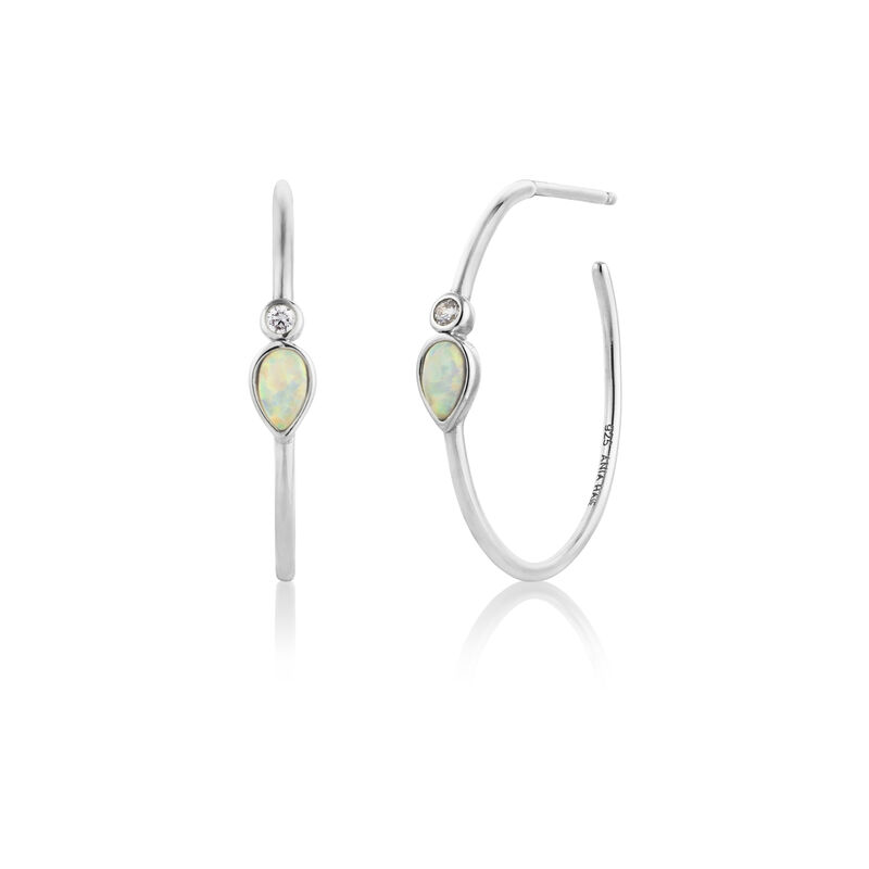 Opal Raindrop Hoops in Sterling Silver image number null