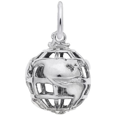 Globe Charm in Sterling Silver