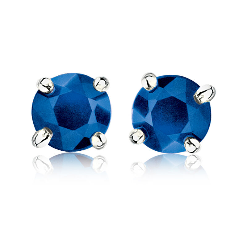 Sapphire Gemstone Stud Earrings in 10K White Gold image number null