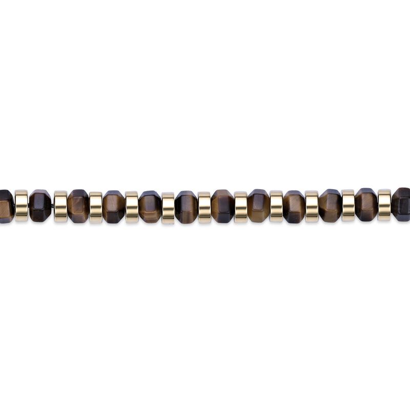 Tiger's Eye Bracelet in Gold Tone Ion Plated Stainless Steel image number null