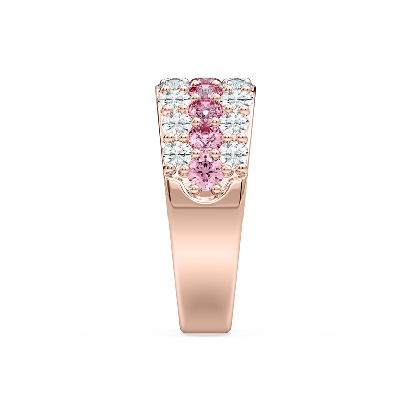 Lab Grown Pink and White Diamond 2ctw. Multi Row Wedding Ring in 14k Rose Gold image number null