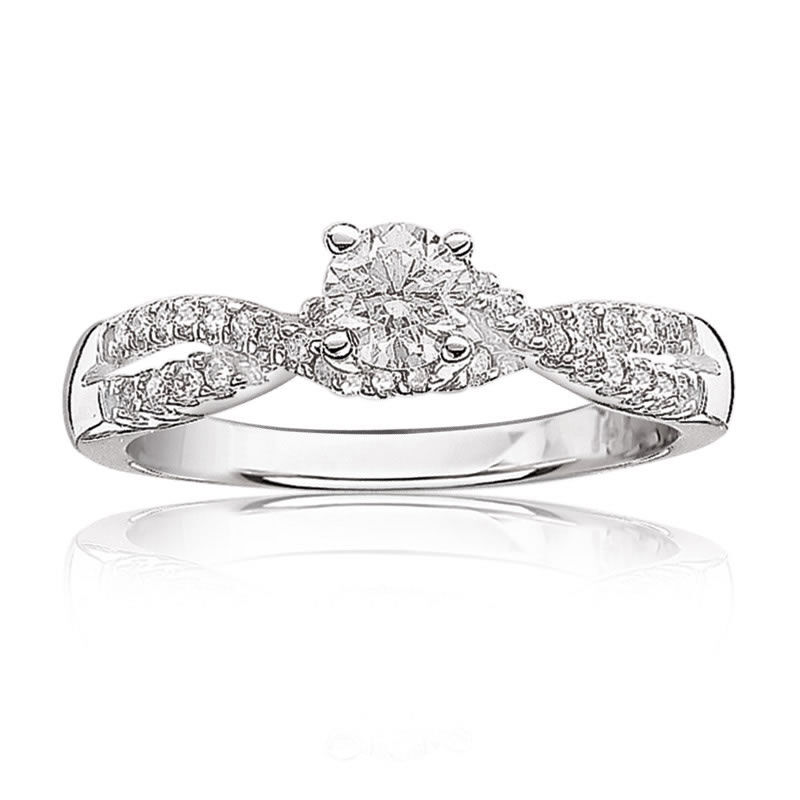 Iris. Brilliant-Cut Diamond Pavé Shank Engagement Ring ½ctw. image number null