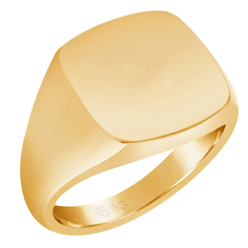 Cushion All polished Top Signet Ring 16x16mm in 10k Yellow Gold  image number null