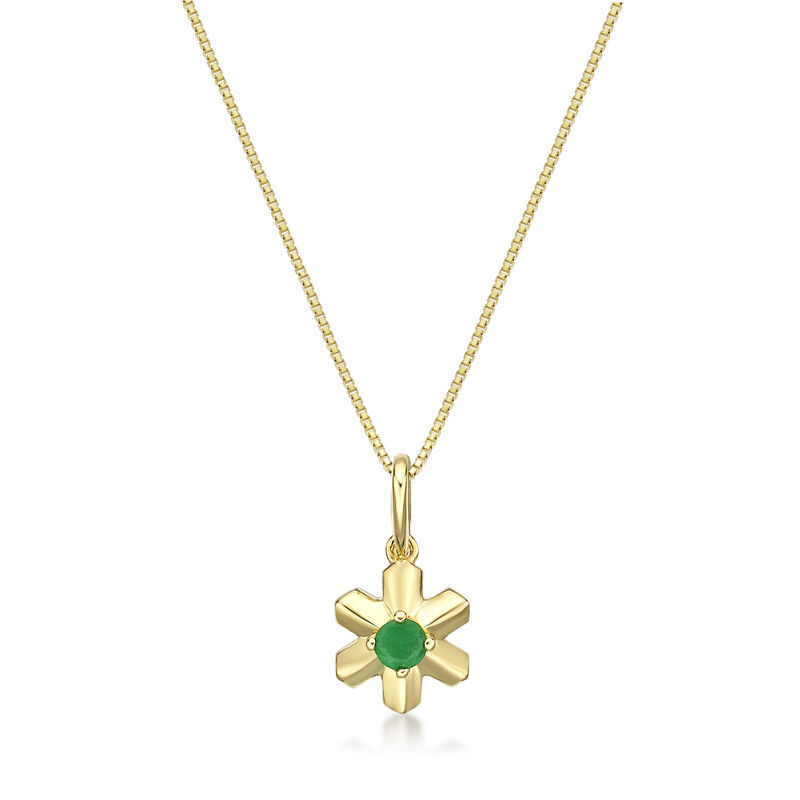 Emerald Flower Pendant in Gold Plated Sterling Silver image number null