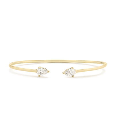 Pear-Shaped Lab Grown 1.46ctw. Diamond Flexi Bangle in 10k Yellow Gold