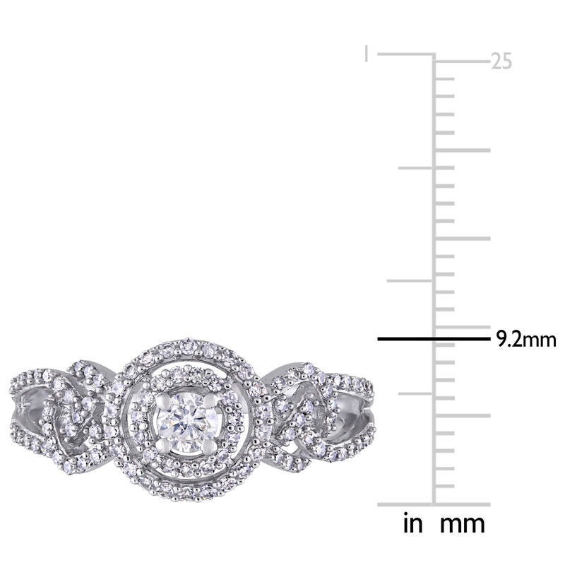 Brilliant-Cut 1/2ctw Cluster Engagement Ring in 10k White Gold image number null
