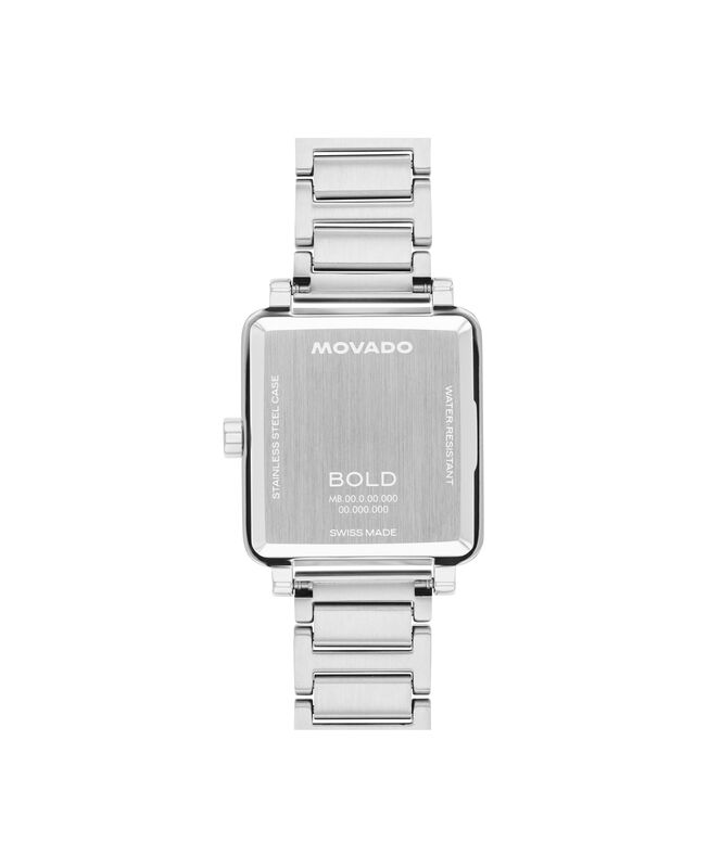 Movado Ladies' Evolution 2.0 Square Blue Textured Dial Stainless Steel Bracelet 28x26mm Watch 3601164 image number null