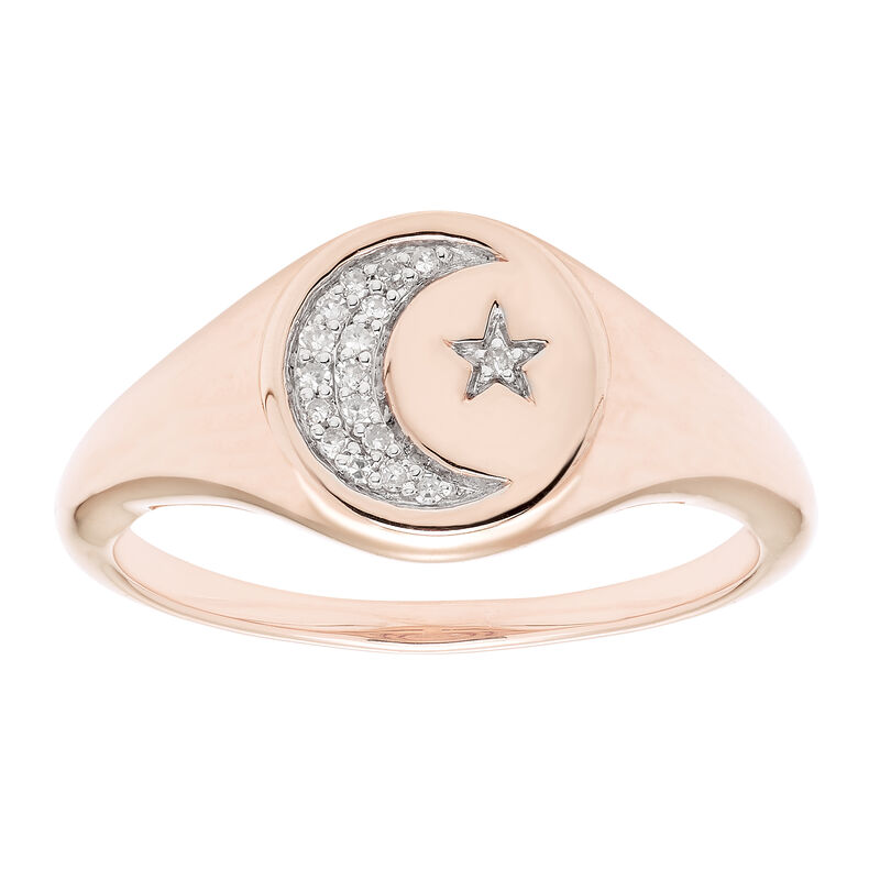 Diamond Celestial Signet Ring in 14k Rose Gold image number null