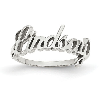 Laser Polished Script Name Ring in Sterling Silver (up to 9 letters)