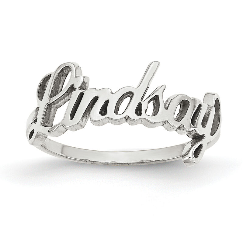 Laser Polished Script Name Ring in Sterling Silver (up to 9 letters) image number null
