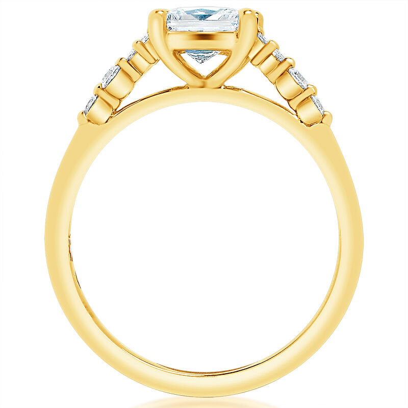 Princess-Cut Lab Grown 1 1/2ctw. Diamond Accented Engagement Ring in 14k Yellow Gold image number null