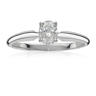 Lab Grown 3/4ct. Diamond Oval Solitaire Engagement Ring in 14k White Gold