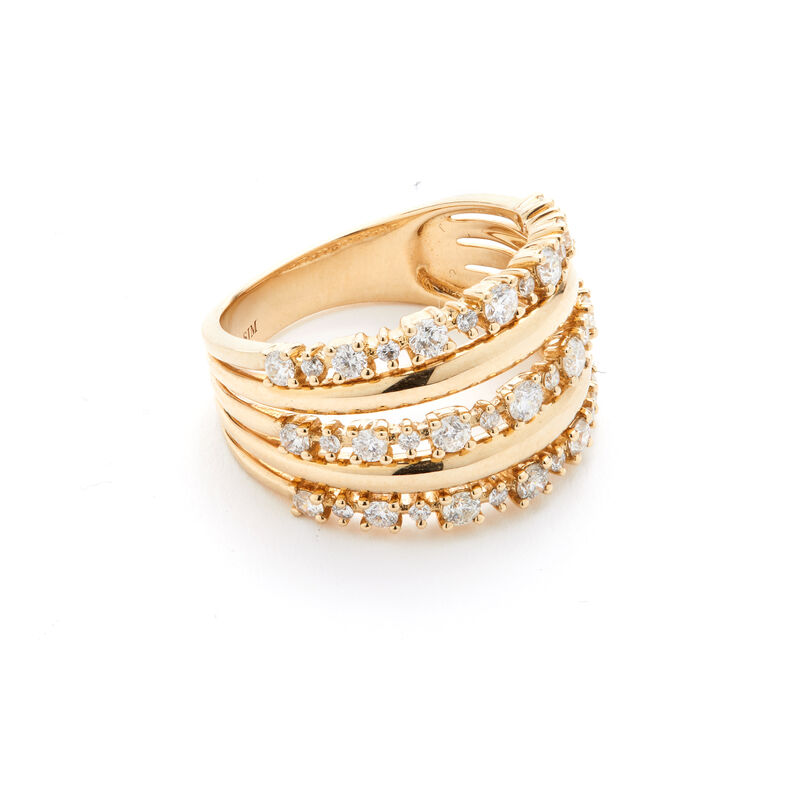 Brilliant-Cut .90ctw. Diamond Multi-Level Fashion Ring in 14k Yellow Gold image number null