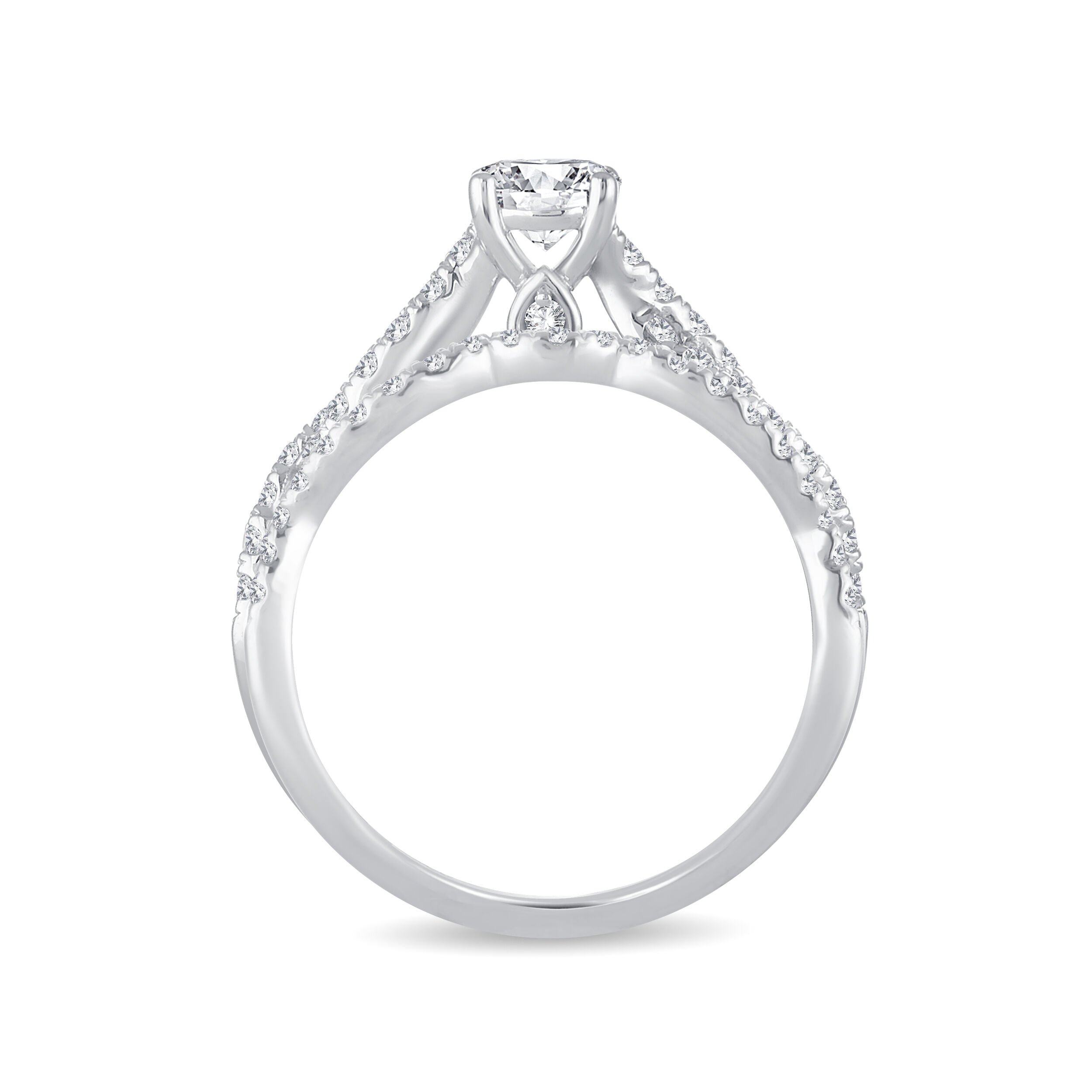 Lab Grown Round-Cut Diamond 1ctw. Twist Bridal Set in 10k White Gold