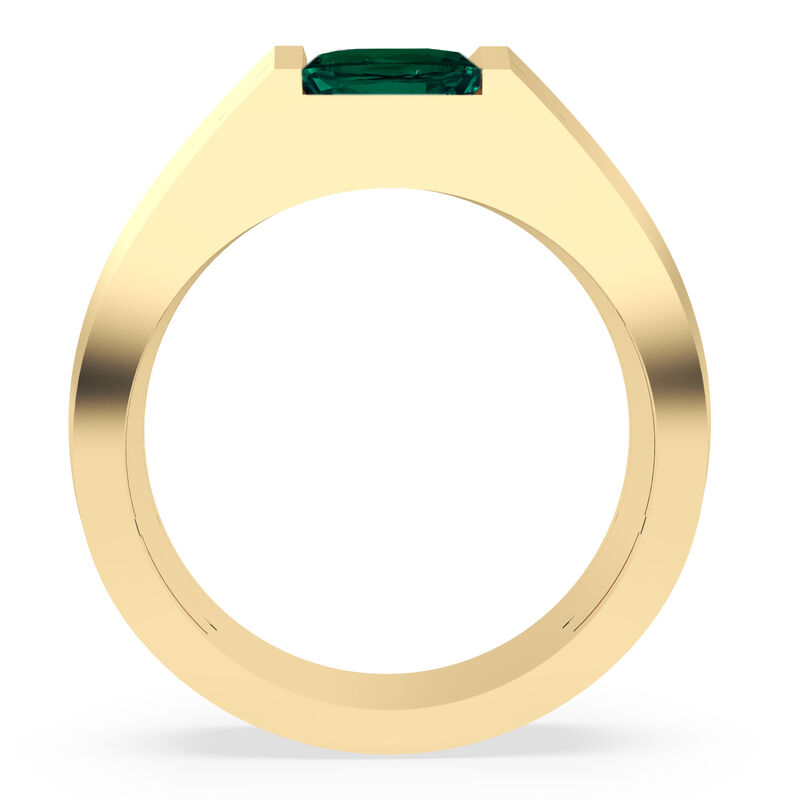 Men's Emerald-Cut Created Emerald Brushed Ring in 14k White Gold image number null