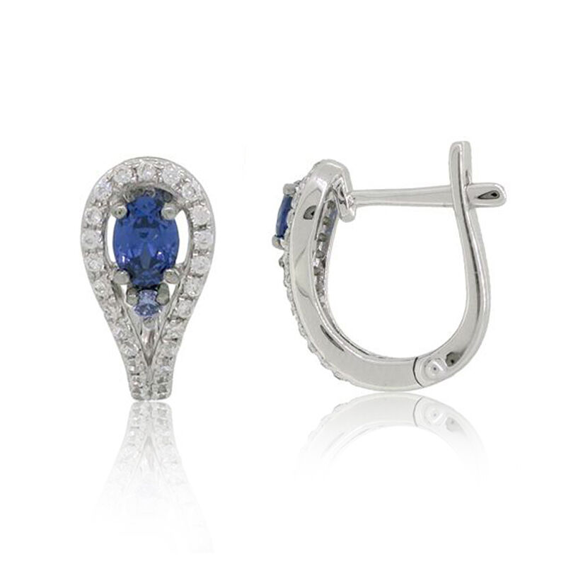 Oval Tanzanite & Diamond Drop Earrings in 14k White Gold image number null
