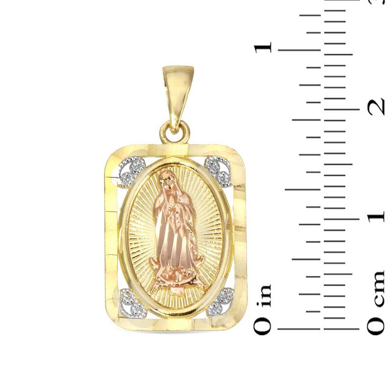 Blessed Virgin Mary Pendant in 10k Tri-Tone Gold. image number null