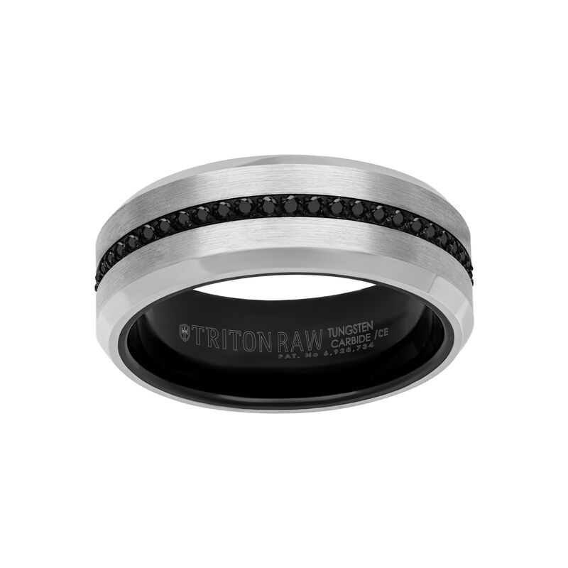 Men's Edge & White Tungsten Wedding Ring (8mm) image number null