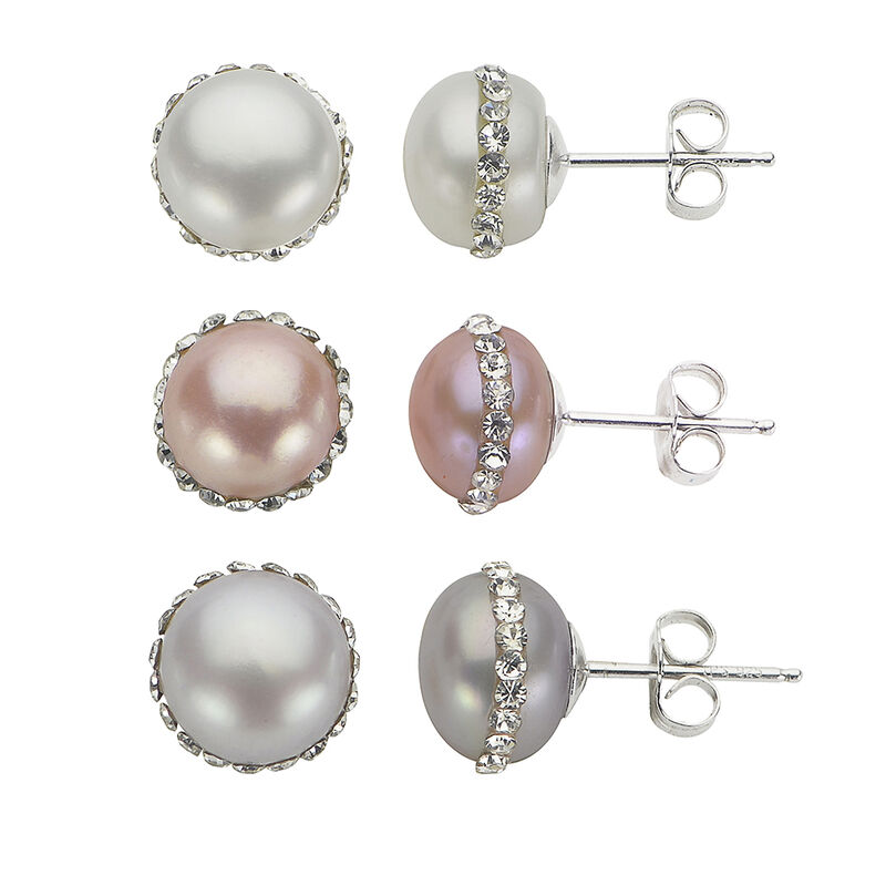 Imperial Pearl Multicolored Crystal Freshwater Orbit Pearl Earrings image number null