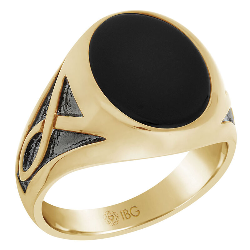 IBGoodman Oval Onyx Ring in 10k Yellow Gold image number null