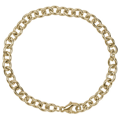 Round Cable Link Classic Bracelet in Sterling Silver with Gold Plate