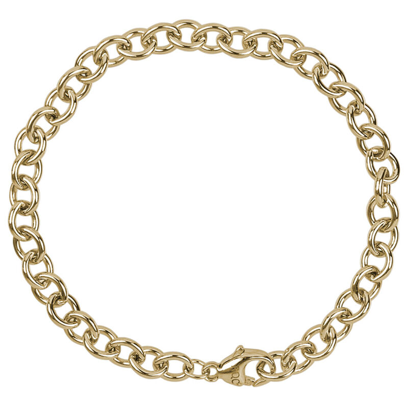 Round Cable Link Classic Bracelet in Sterling Silver with Gold Plate image number null