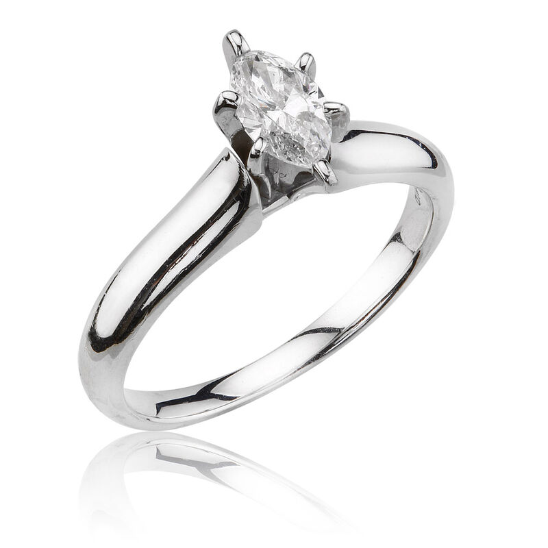 Marquise-Cut ½ct. Diamond Solitaire Engagement Ring in 14k White Gold image number null
