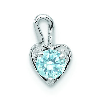 March Synthetic Birthstone Heart Charm in 14k White Gold