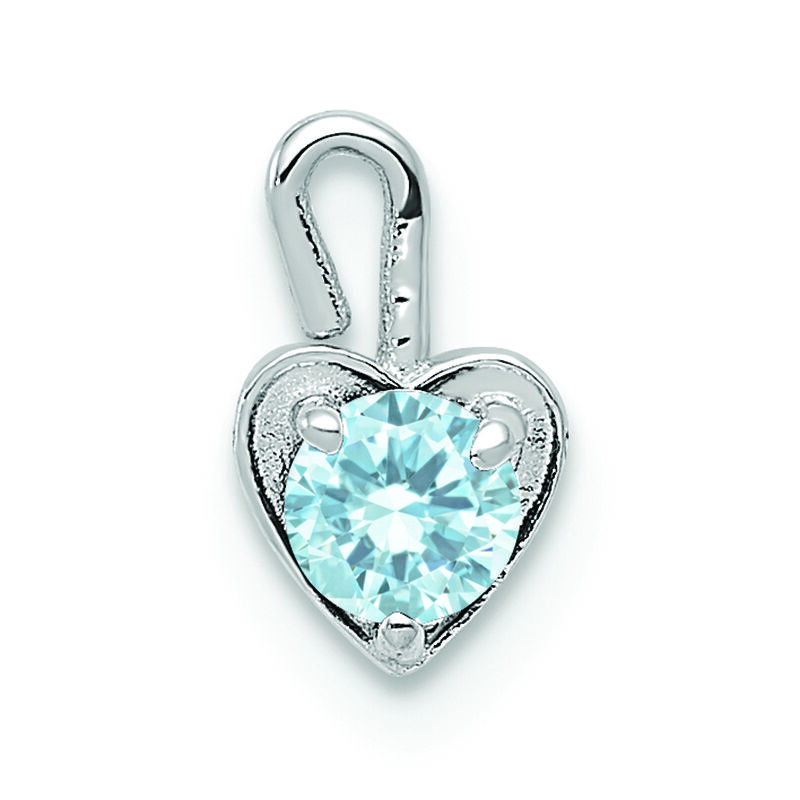 March Synthetic Birthstone Heart Charm in 14k White Gold image number null