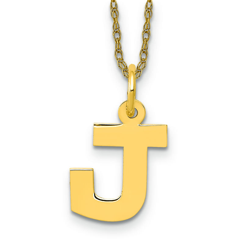 Small Block J Initial Necklace in 14k Yellow Gold image number null