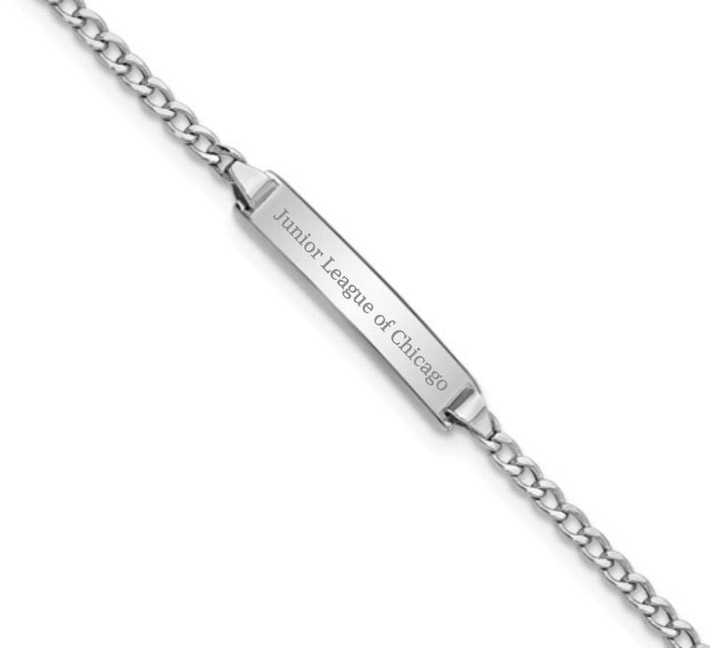 Junior League of Chicago Link ID Bracelet in 14k White Gold image number null