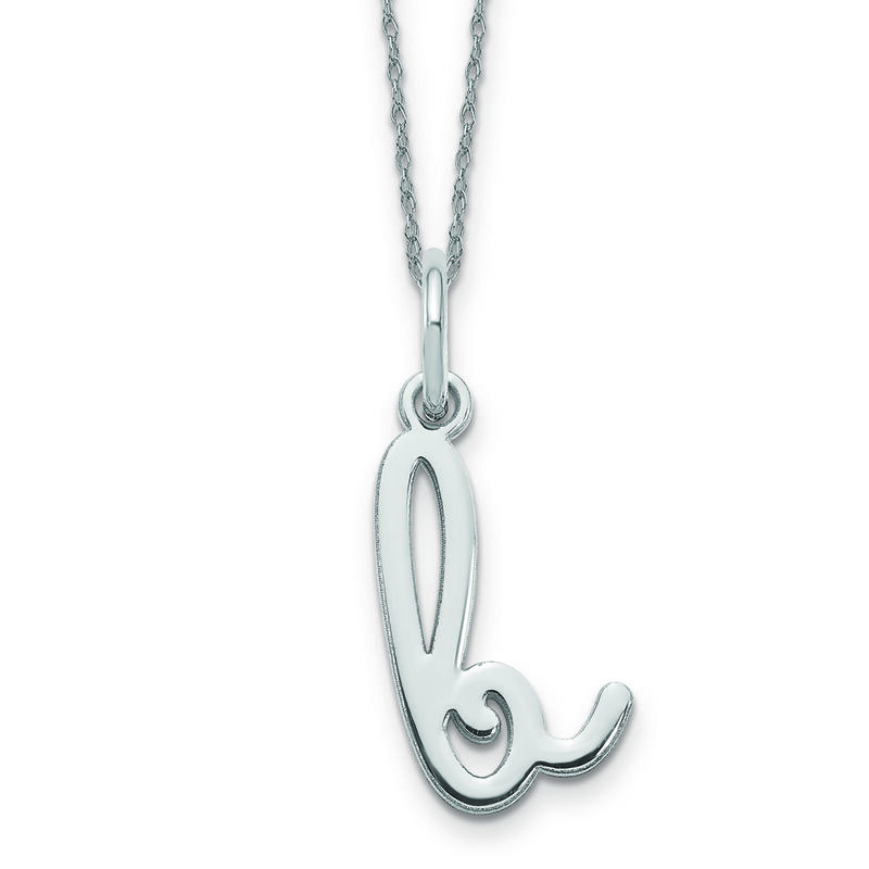 Script B Initial Necklace in 14k White Gold image number null