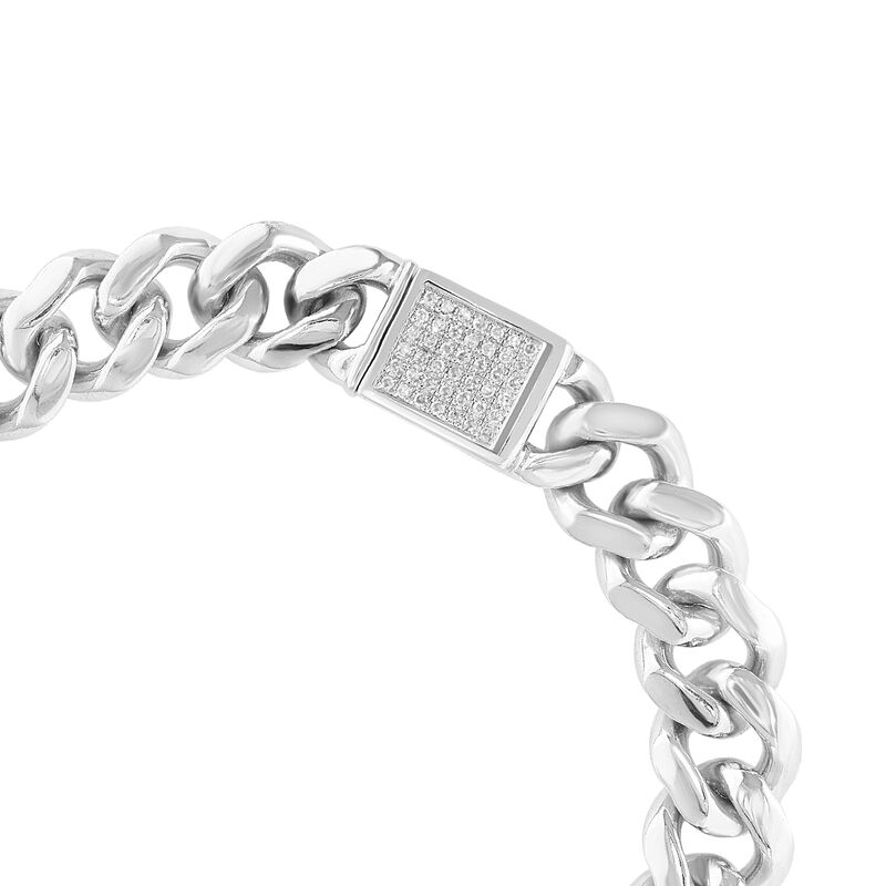 Effy Men's Brilliant-Cut .20ctw. Diamond Cuban Link Bracelet in Sterling Silver image number null