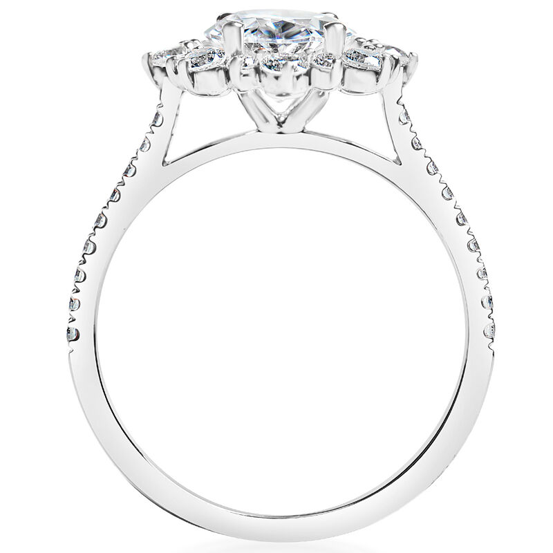 Oval-Cut Lab Grown 2ctw. Diamond Fancy Halo Engagement Ring in 14k White Gold image number null