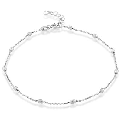 Oval Beaded Anklet in Sterling Silver