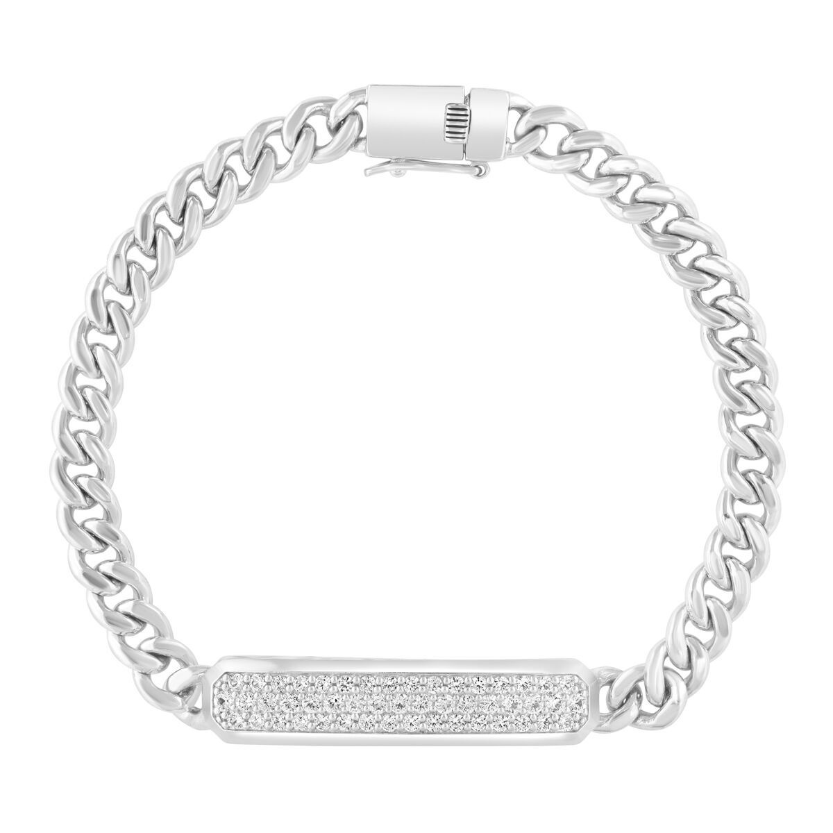 Effy Men's White Sapphire ID Link Bracelet in Sterling Silver