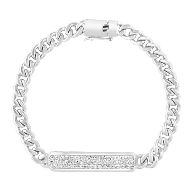 Effy Men's White Sapphire ID Link Bracelet in Sterling Silver image number null