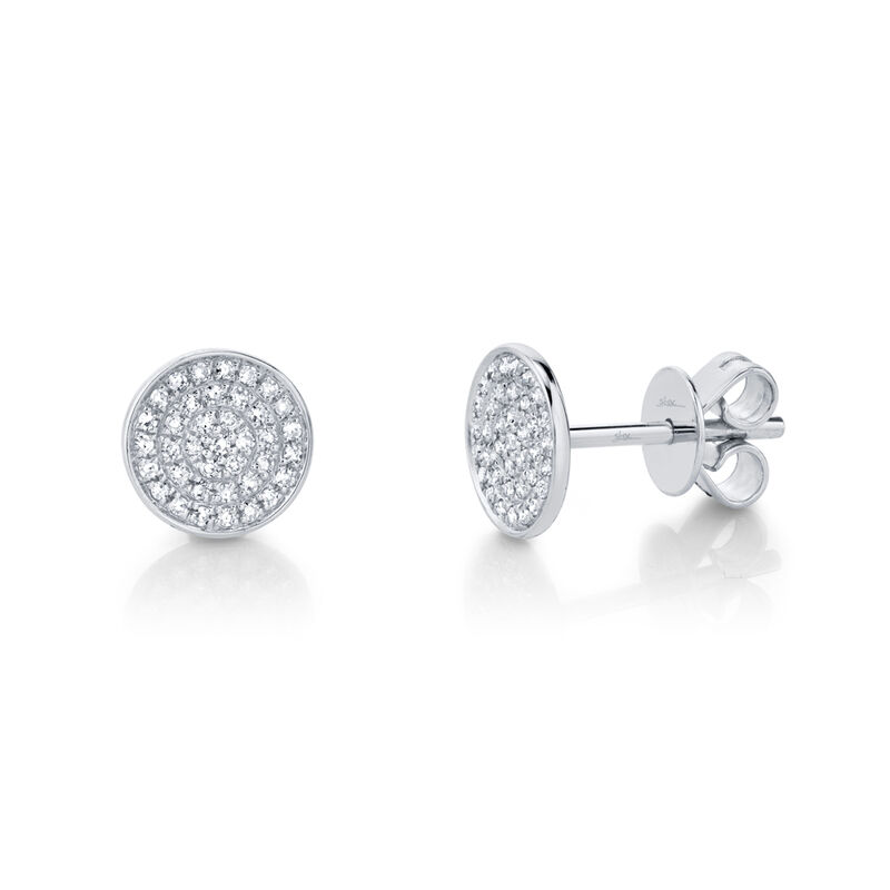 Shy Creation 0.17 ctw Pave Diamond Circle Stud Earrings in 14k White Gold  SC55002269 image number null