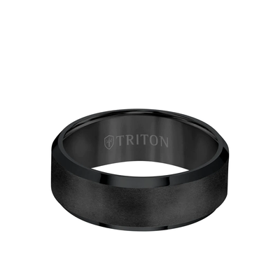 Triton Black Tungsten Carbide Wedding Band 8mm
