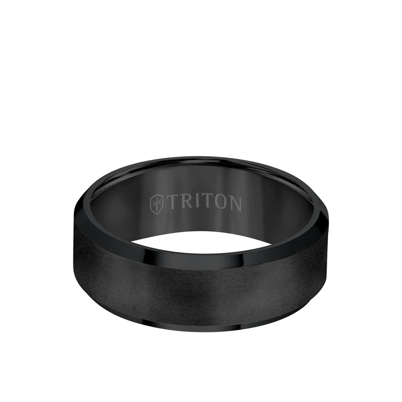 Triton Black Tungsten Carbide Wedding Band 8mm image number null