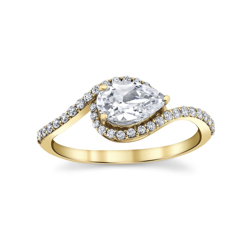 Pear Lab Grown Diamond 1 1/3ctw. Horizontal Freeform Engagement Ring in 14k Yellow Gold image number null