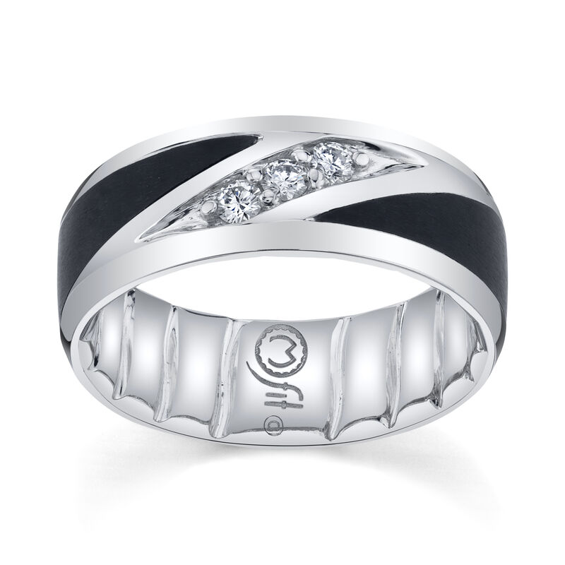 Men's MFIT Diamond 1/5ctw. & Black Ceramic Ring in 10k White Gold  image number null