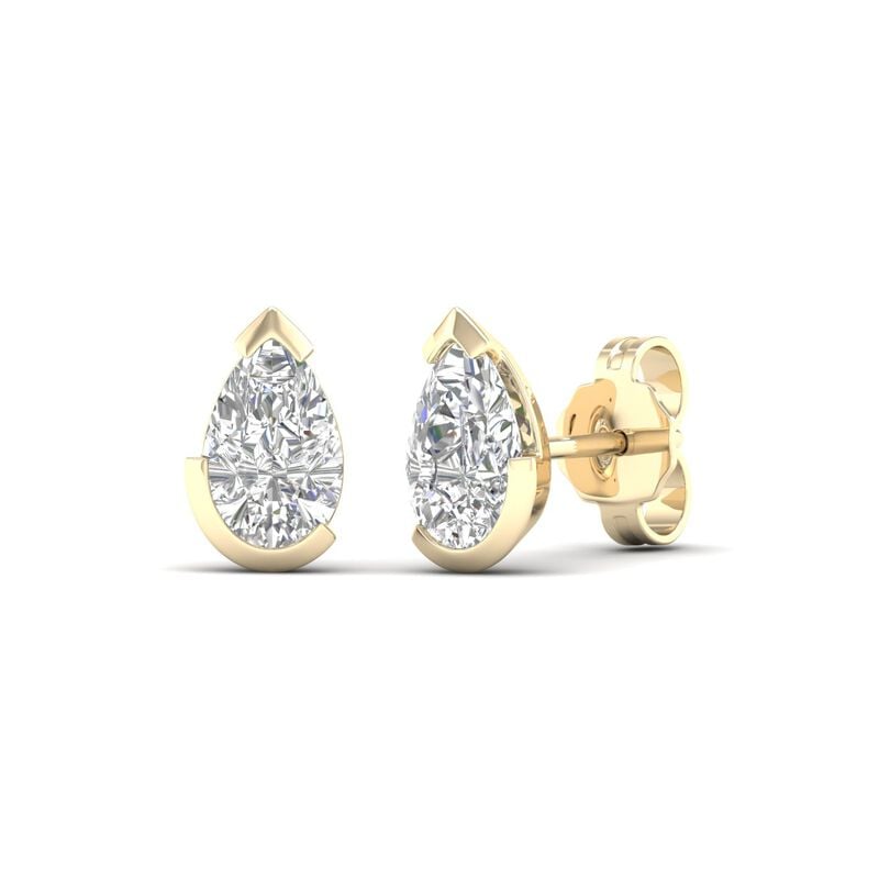 Lab Grown Diamond 7/8ctw. Pear Solitaire Stud Earrings in 10k Yellow Gold image number null