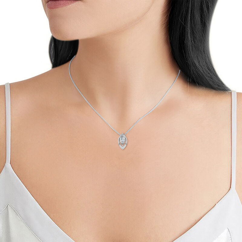 Lab Grown Diamond 1/4ctw. Marquise Solitaire Pendant in 10k White Gold image number null