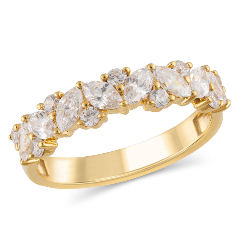 Marquise & Brilliant-Cut Lab Grown 1ctw. Diamond Diagonal Anniversary Band in 14k Yellow Gold image number null