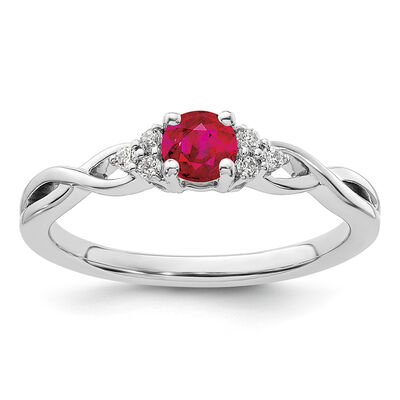 Ruby & Diamond Promise Ring in 10k White Gold